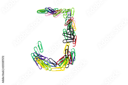 The letter "J" of color clips, with a soft blur at the bottom, on a white background