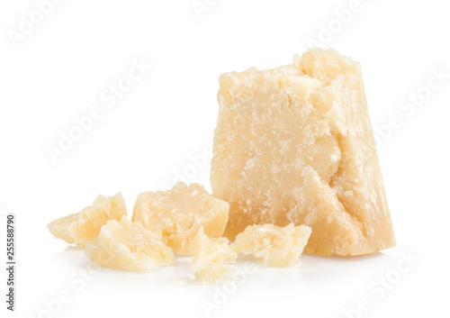 parmesan cheese isolated on white background photo