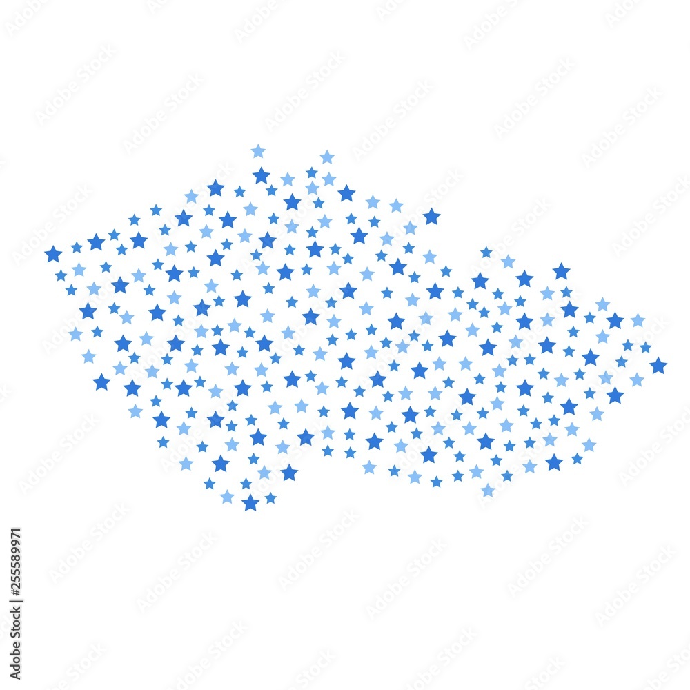 Czech republic map background with blue stars of different sizes vector illustration eps