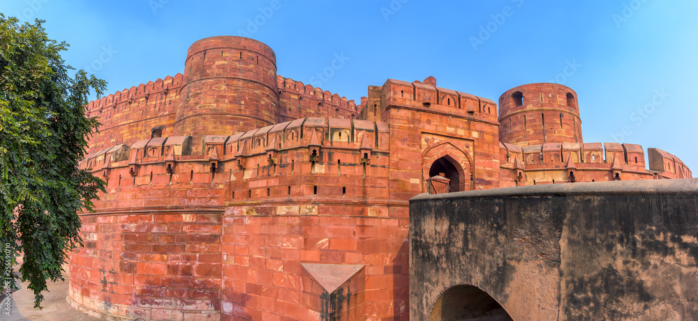 Panoramic of Agra fort at Uttar Pradesh, India.