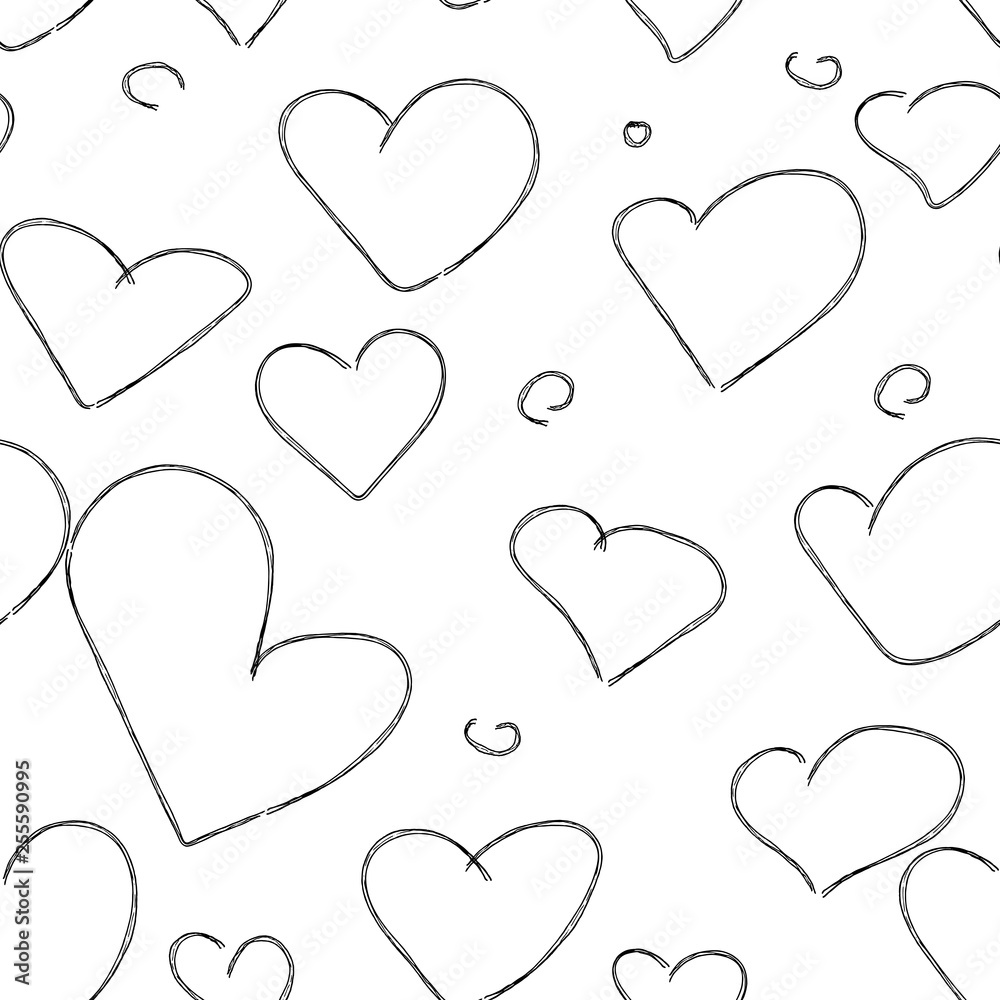 Beautiful hand drawn heart on white background. Vector pattern design