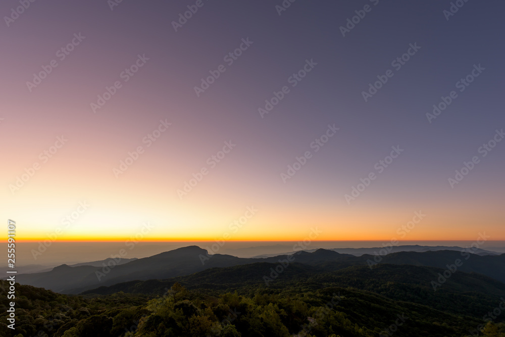 Beautiful sky in sunrise over mountains