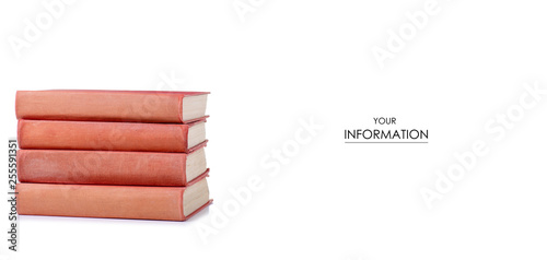 Stack of books pattern on a white background. Isolation