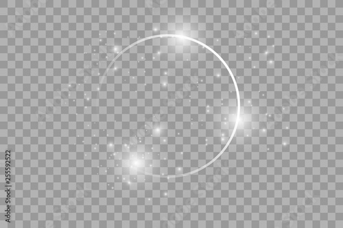 Vector light ring. Round shiny frame with lights dust trail particles isolated on transparent background. Magic concept - Vector -