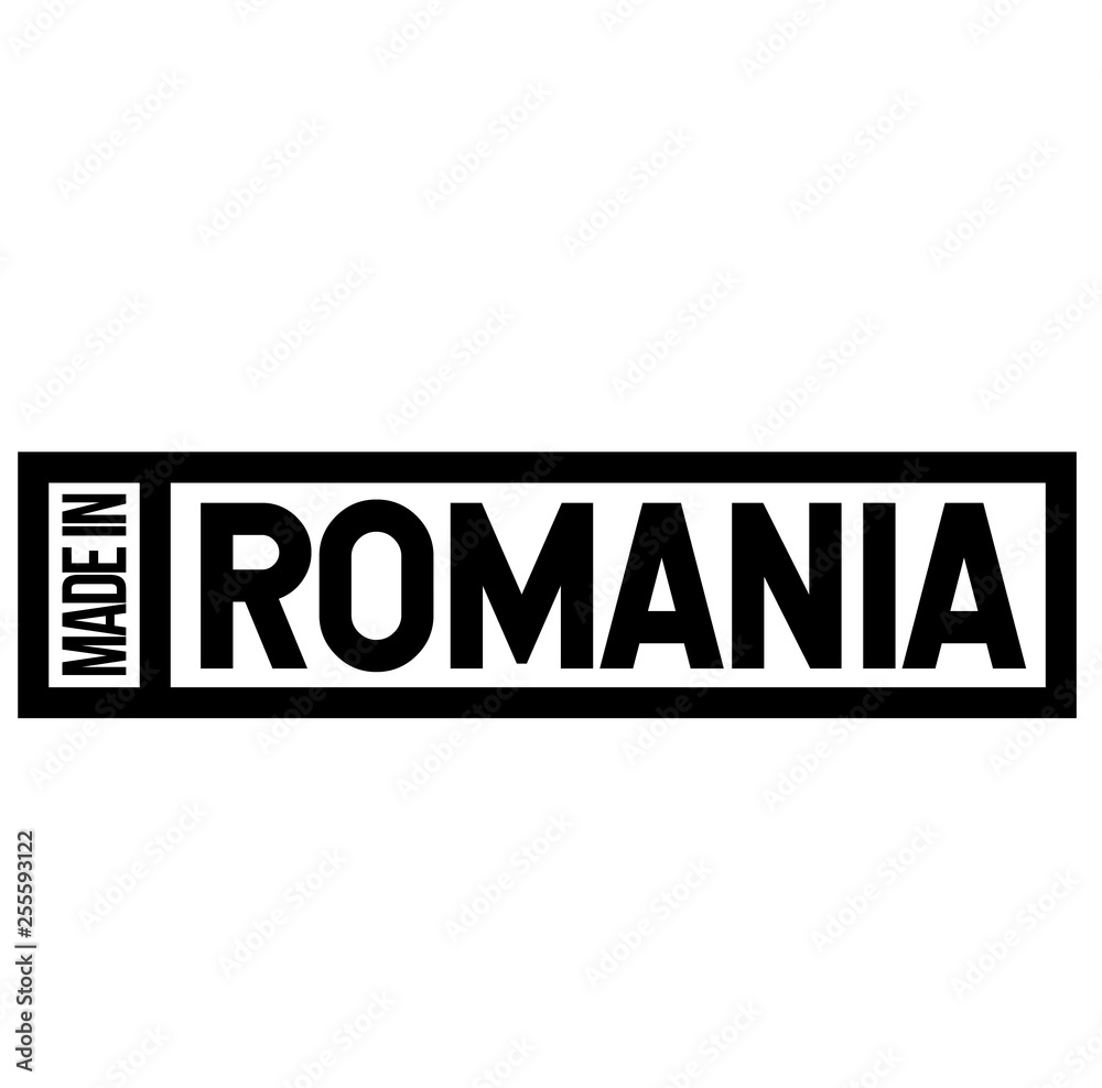 Made in Romania label on white