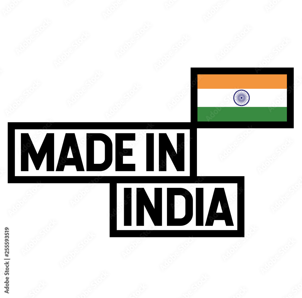 Made in India label on white