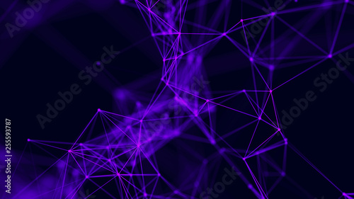 Big data visualization. Abstract background with connecting dots and lines. 3D rendering. High resolution. © Артем Голосенко