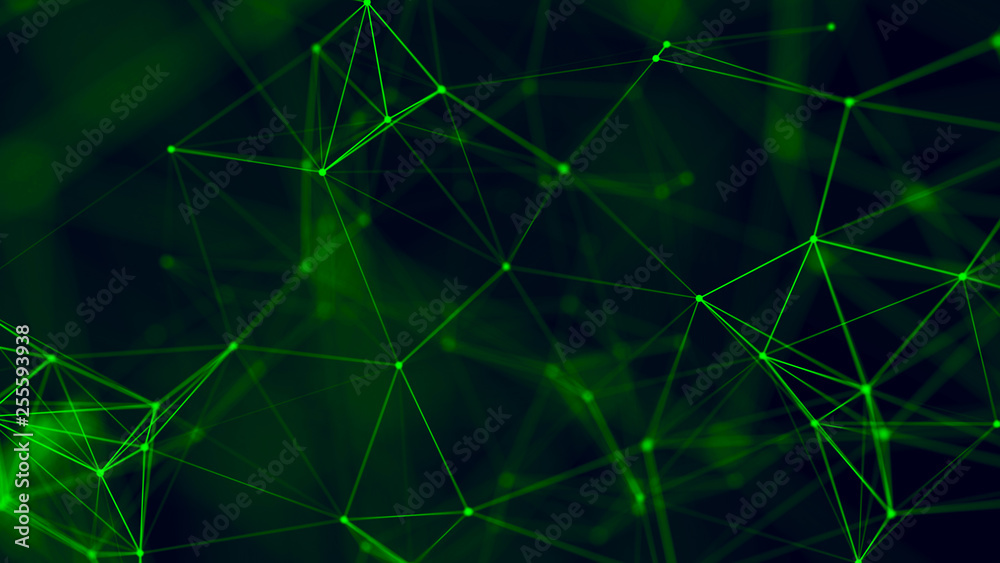 Big data visualization. Abstract background with connecting dots and lines. 3D rendering. High resolution. Big data visualization. Abstract background with connecting dots and lines. 3D rendering. High resolution.