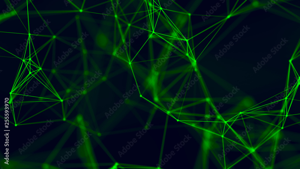 Big data visualization. Abstract background with connecting dots and lines. 3D rendering. High resolution. Big data visualization. Abstract background with connecting dots and lines. 3D rendering. High resolution.