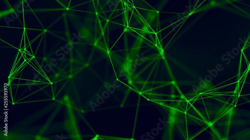 Big data visualization. Abstract background with connecting dots and lines. 3D rendering. High resolution. © Артем Голосенко