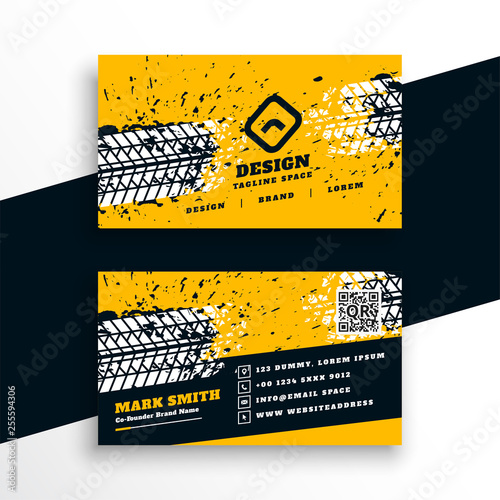abstract tire track style business card design