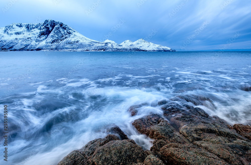 Waves and Rocks in Winter, Norway