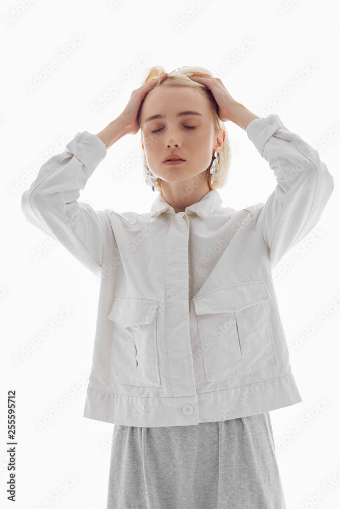 Girl with jewelry on isolated background Girl with jewelry on isolated background
