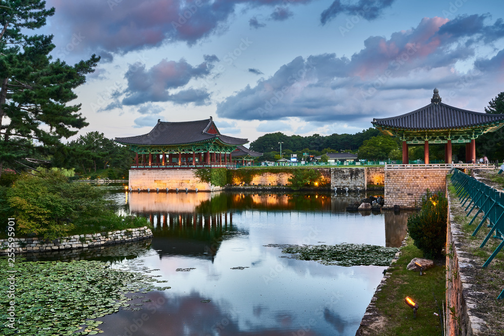 Anapji Pond at evening, Gyeongju, South Korea	