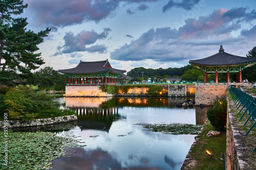 Anapji Pond at evening  Gyeongju  South Korea 