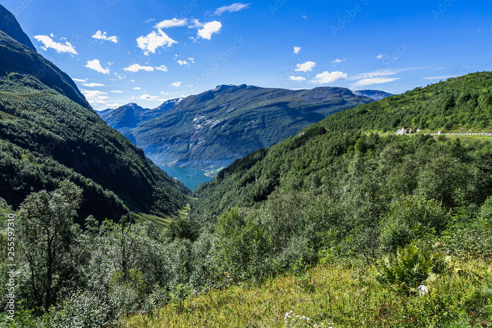 Geirangerfjord viewpoint on the road from Eidsdal, Sunnmore, More og Romsdal, Norway