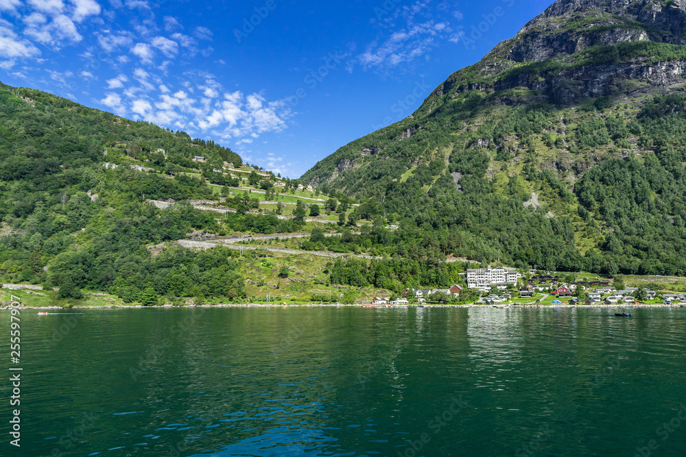 The Eagle Road, a serpentine road from Geiranger towards Eidsdal offers a stunning panorama of Geirangerfjord, Sunnmore, More og Romsdal, Norway