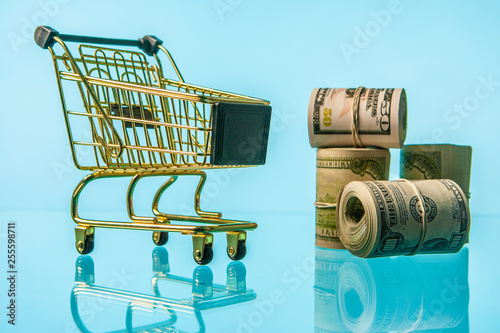 Money rolled into a roll. D...