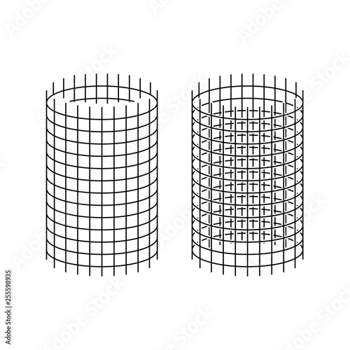 Netting roll illustration. Steel wire mesh sign.