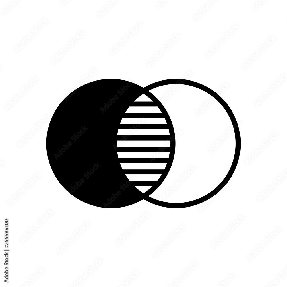 Overlap, overlay, opacity icon. Black colors sign. Overlap, overlay, opacity icon. Black colors sign.