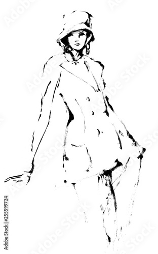 新墨絵の女性28ハイコントラスト