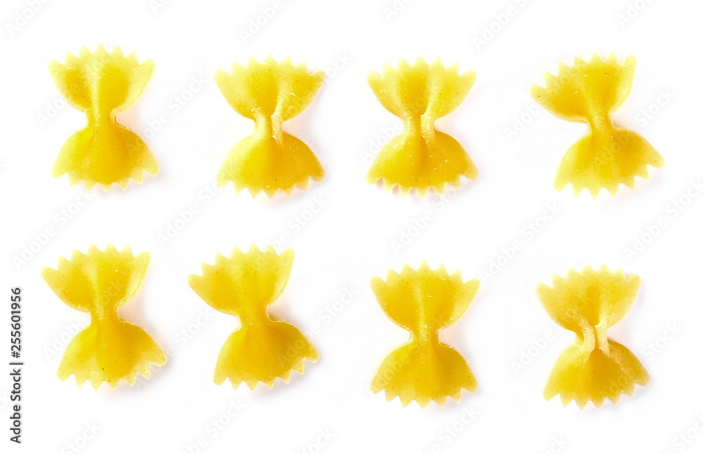 Set farfalle pasta isolated on white background