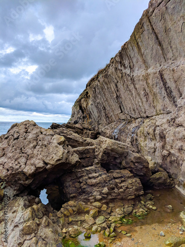 Rocks in front of ocean horizon in North of Spain - Basque country