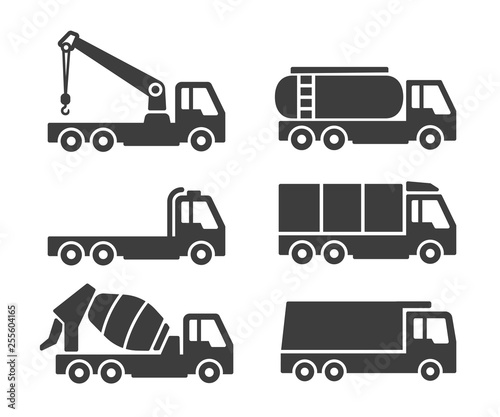 set of transport and truck container icons