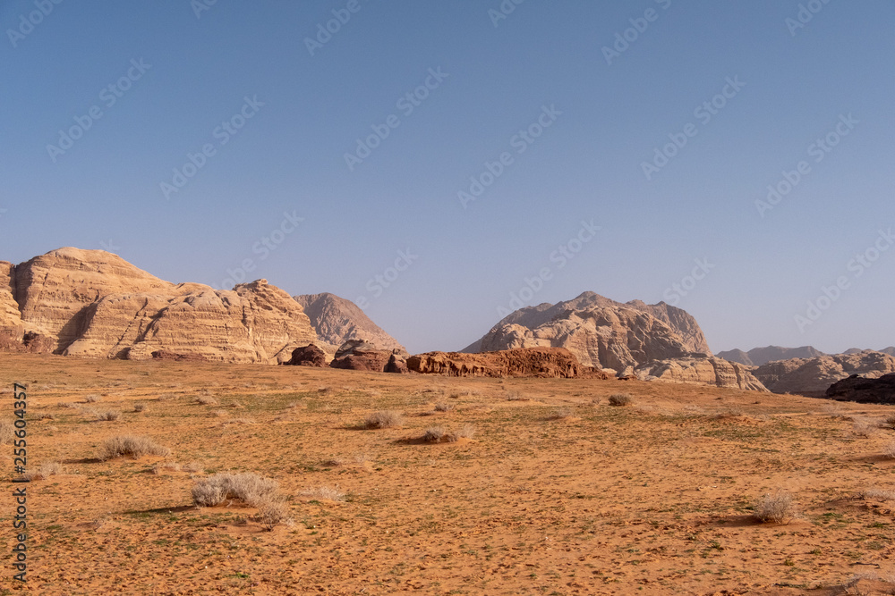 Wadi Rum desert stony landscape in Jordan
