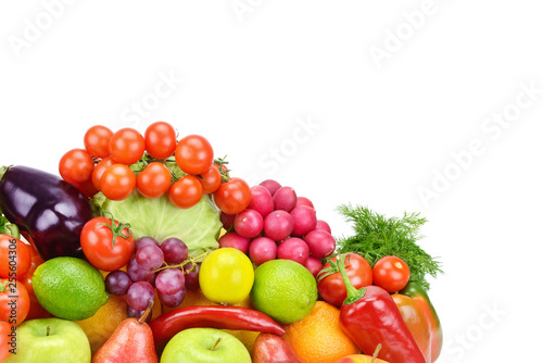 Fototapeta Naklejka Na Ścianę i Meble -  Fruits and vegetables isolated on white background. Free space for text.