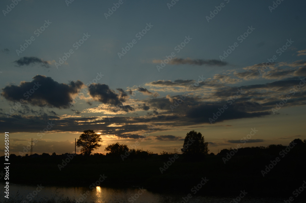 Landscape, sunny dawn in a field Landscape, sunny dawn in a field