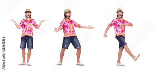 Funny tourist isolated on white