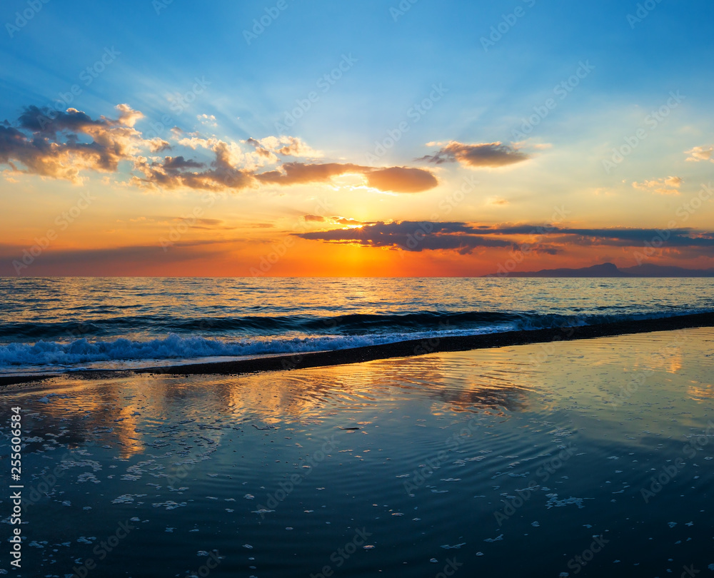 Sunset on sea beach