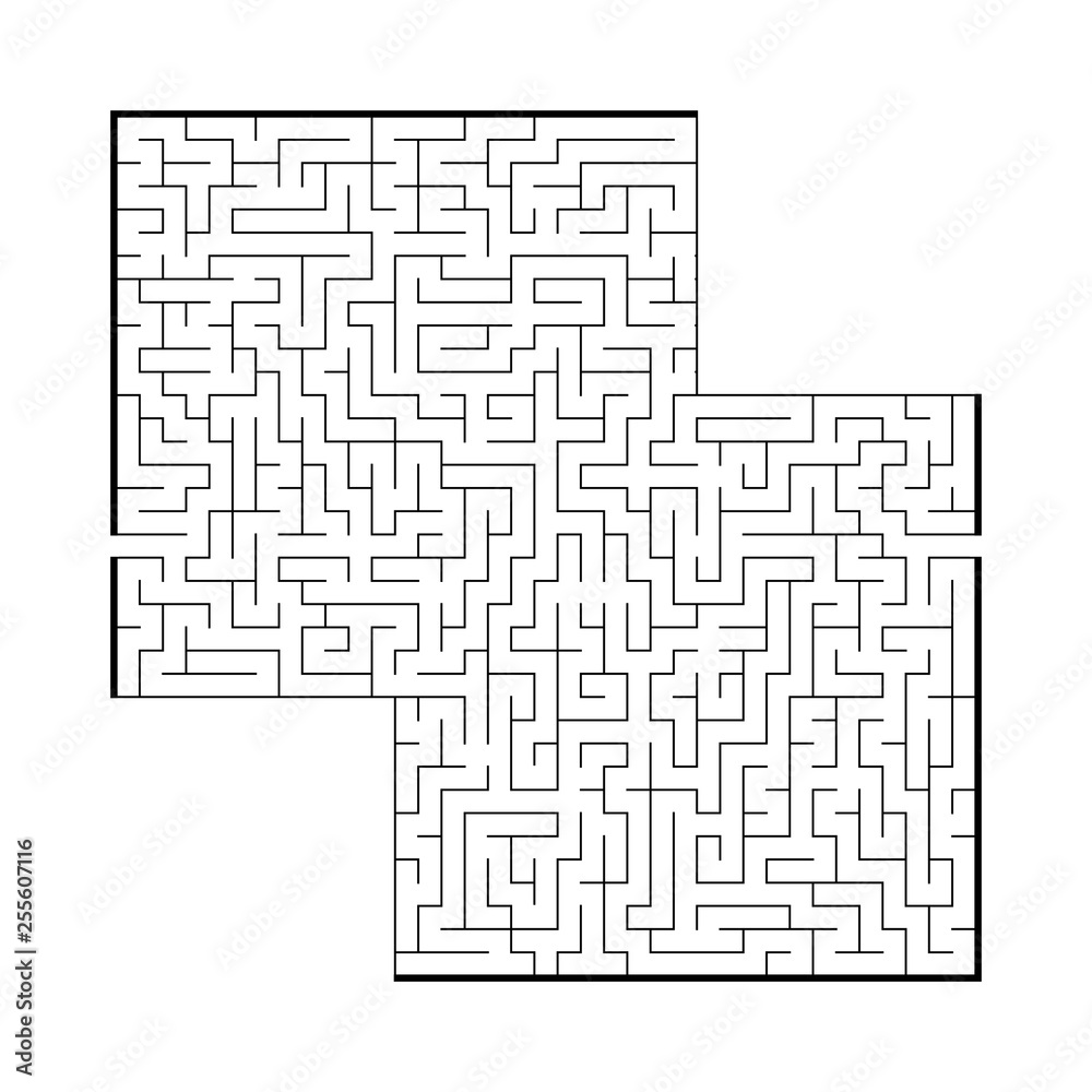 Difficult large square maze. Game for kids and adults. Puzzle for children. Labyrinth conundrum. Flat vector illustration isolated on white background.