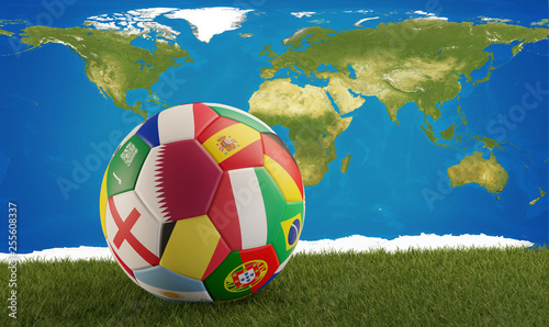 soccer ball with flag of Qa...