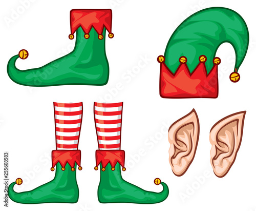 Christmas elf hat, shoes (legs) and ears 