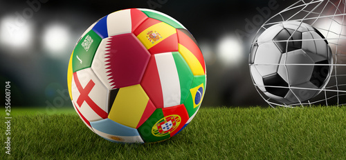 soccer ball with flag of Qa...