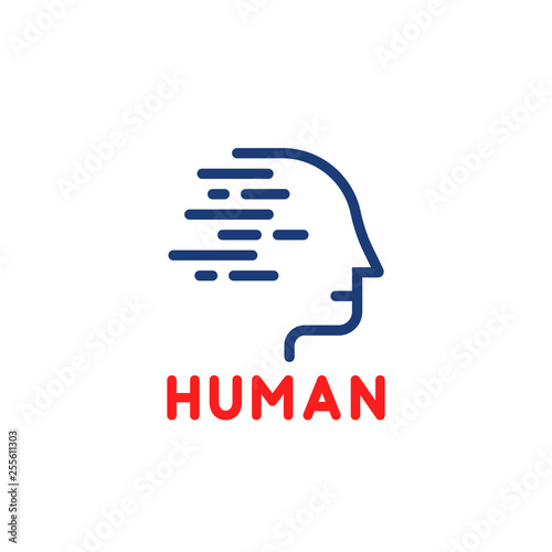 blue linear human logo isolated on white