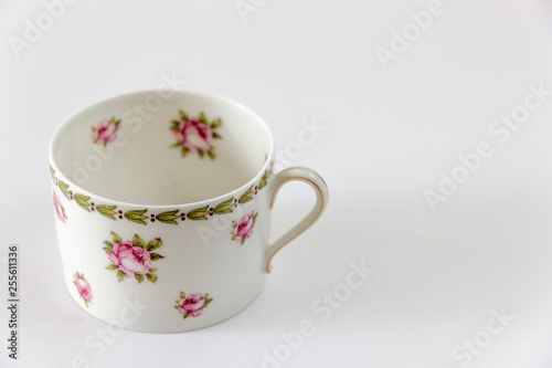 porcelain Cup, saucer and plate isolated on white background