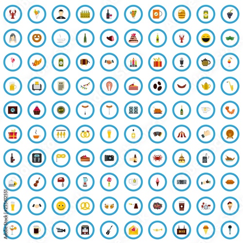 100 hangout icons set in flat style for any design vector illustration