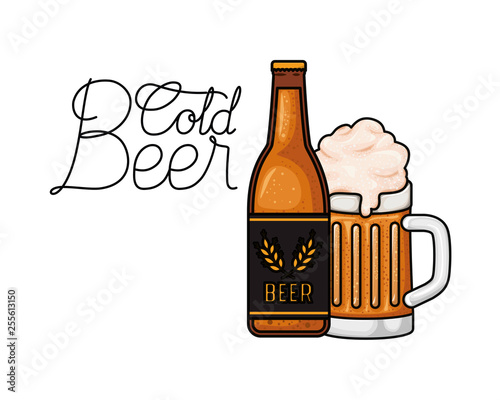 cold beer label isolated icon