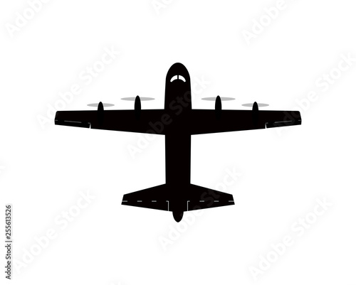 Silhouette of an airplane from PlayerUnknown’s Battlegrounds (PUBG),  View from the top, Vector illustration PUBG airplane.