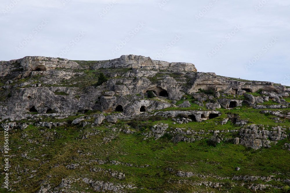 The ruins of an ancient cave church near Matera - Italy