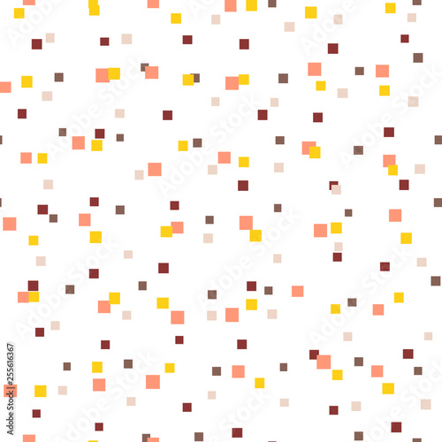 Abstract seamless pattern with colorful chaotic small squares. Infinity geometric pattern. Vector illustration. 