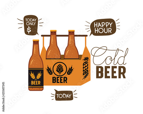 cold beer label isolated icon
