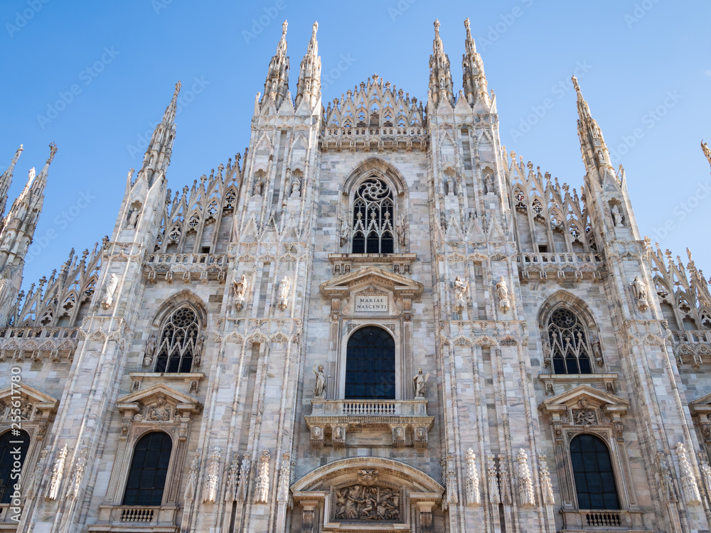 facade of Milan Cathedral in midday