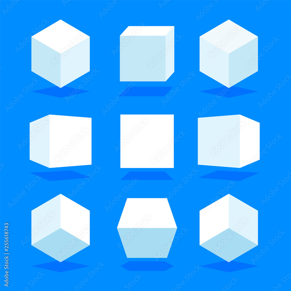 Premium Vector  Set of cubes in different angles view isolated on white  background.