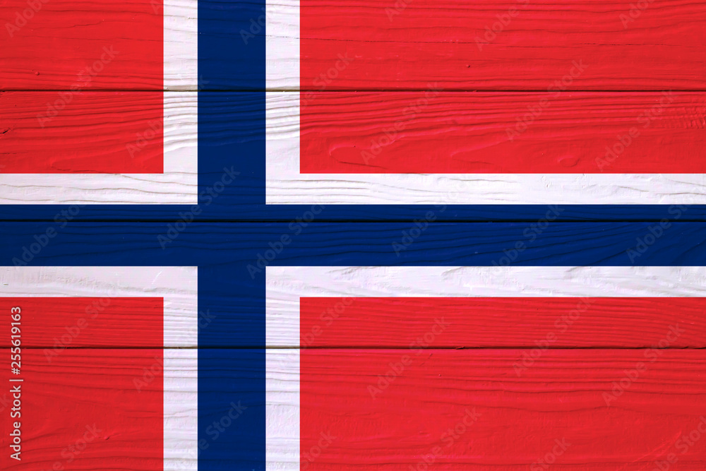 Fototapeta premium flag of Norway on wooden background