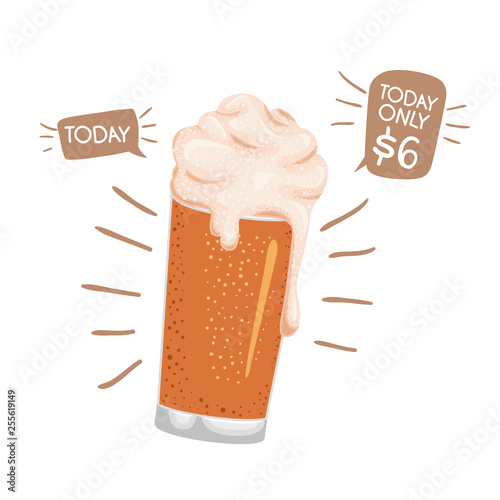 beer with foam isolated icon