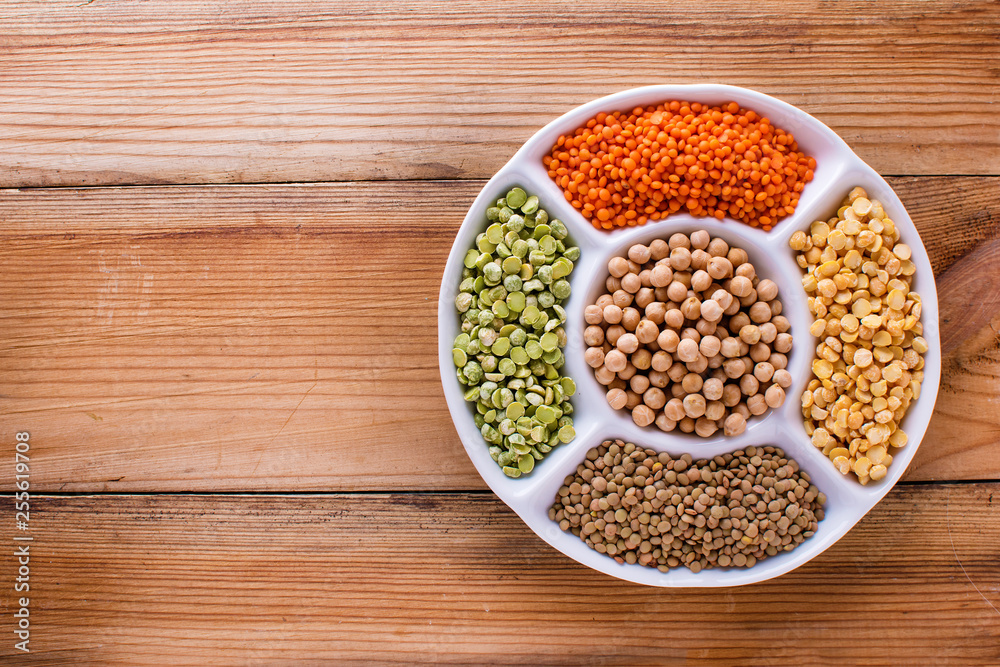 Legumes, lentils, chikpea and beans assortment Legumes, lentils, chikpea and beans assortment